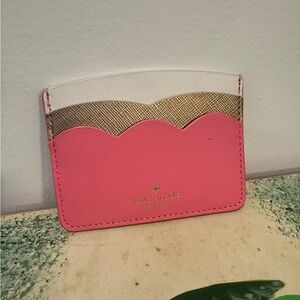 Kate Spade Pink, White, and Gold Card Holder